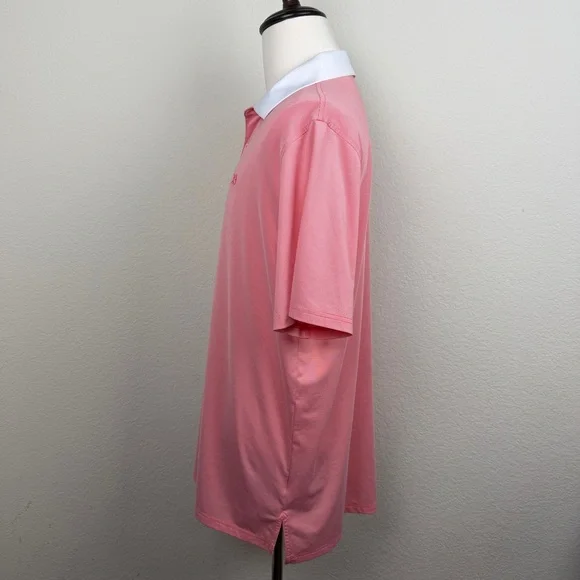 Southern Tide Men’s Light Weight Polo | Salmon Striped | White collar | Large - Picture 4 of 7